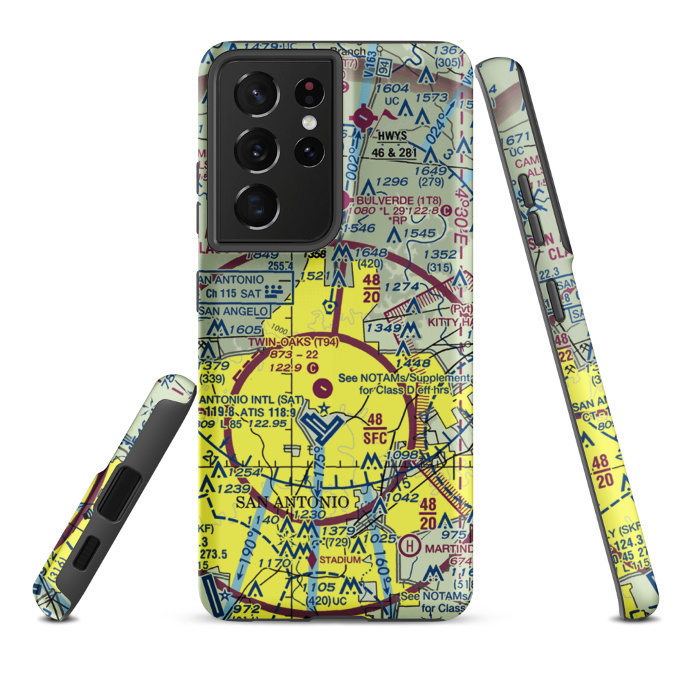 Yates Airport (XS89) VFR Sectional Samsung Phone Case Samsung Galaxy S21 Ultra model shown