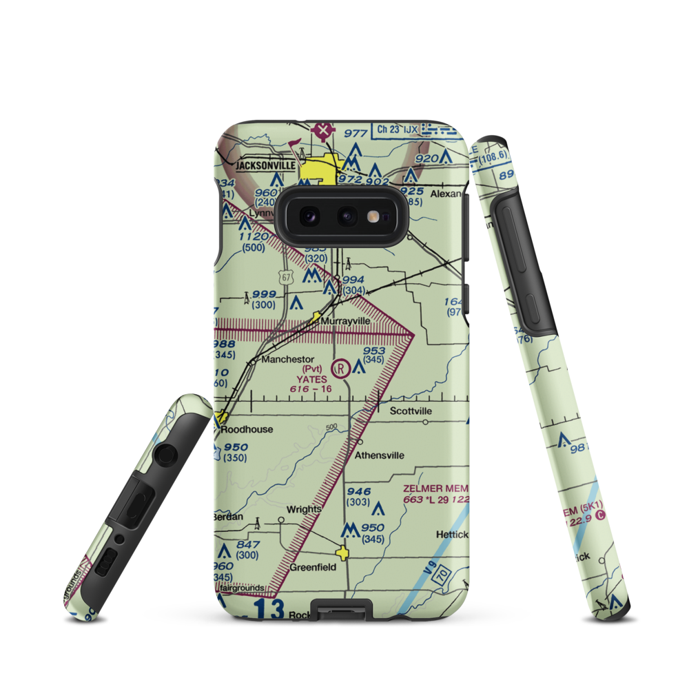 Yates RLA Airport (IL29) VFR Sectional Samsung Phone Case Samsung Galaxy S10e model shown