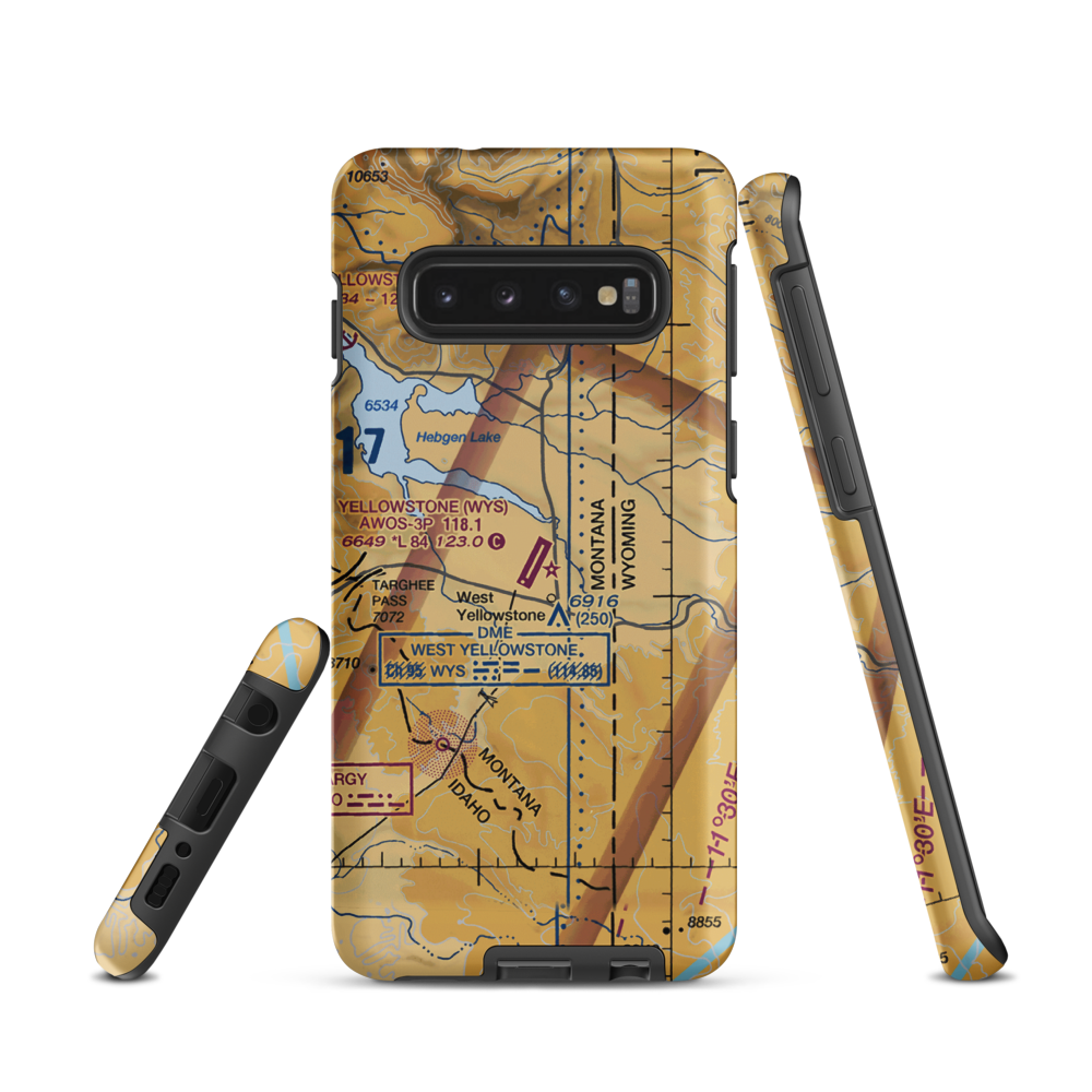 Yellowstone Airport (WYS) VFR Sectional Samsung Phone Case Samsung Galaxy S10 model shown