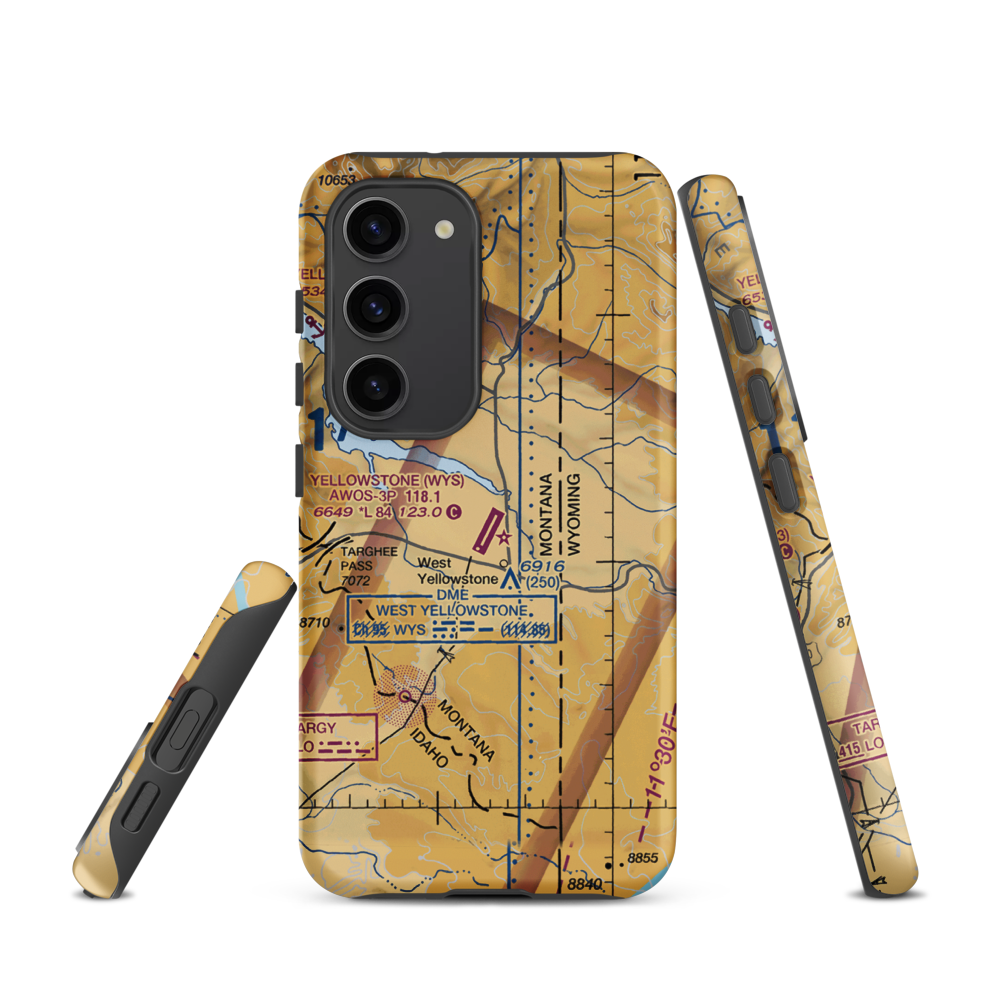 Yellowstone Airport (WYS) VFR Sectional Samsung Phone Case Samsung Galaxy S23 model shown
