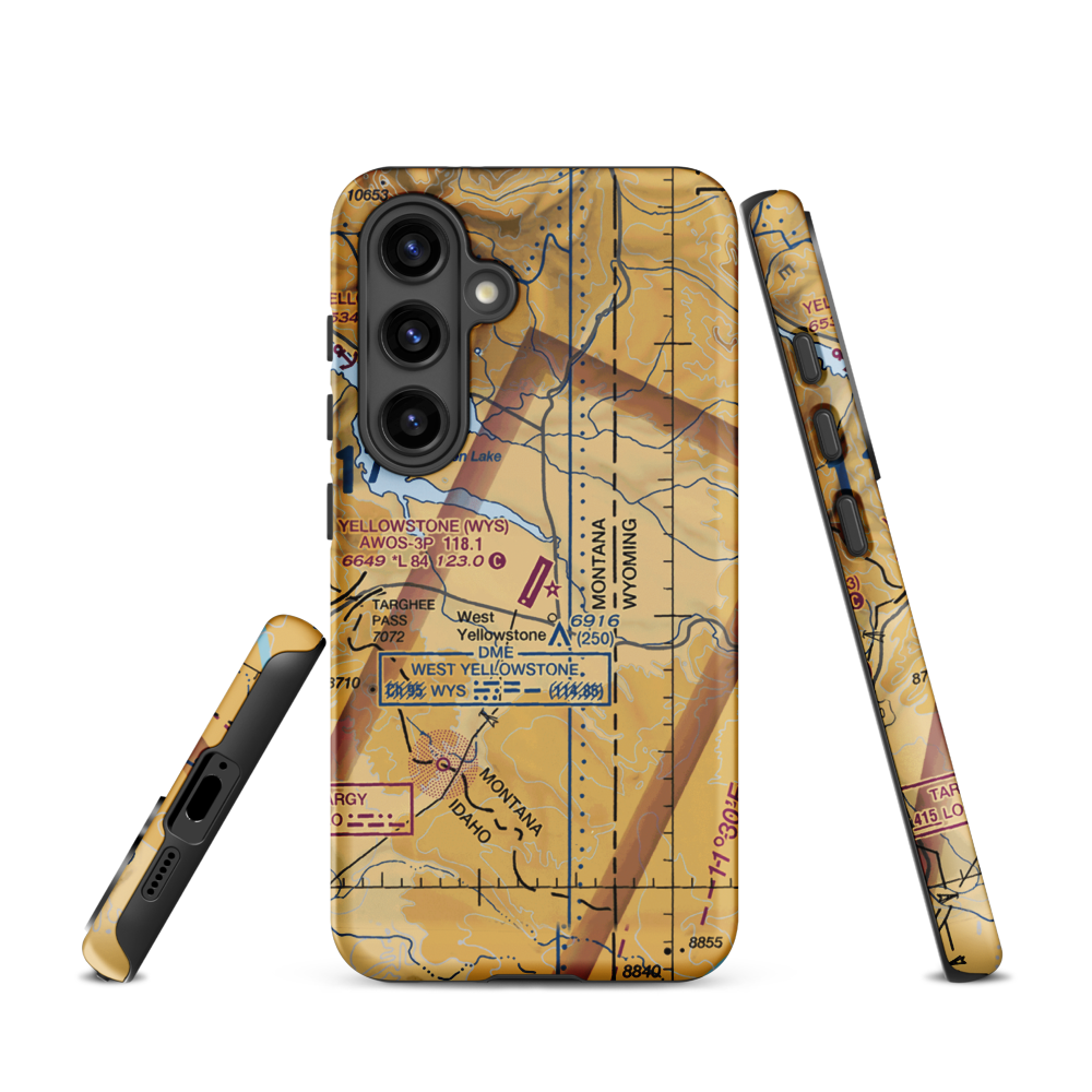 Yellowstone Airport (WYS) VFR Sectional Samsung Phone Case Samsung Galaxy S24 model shown