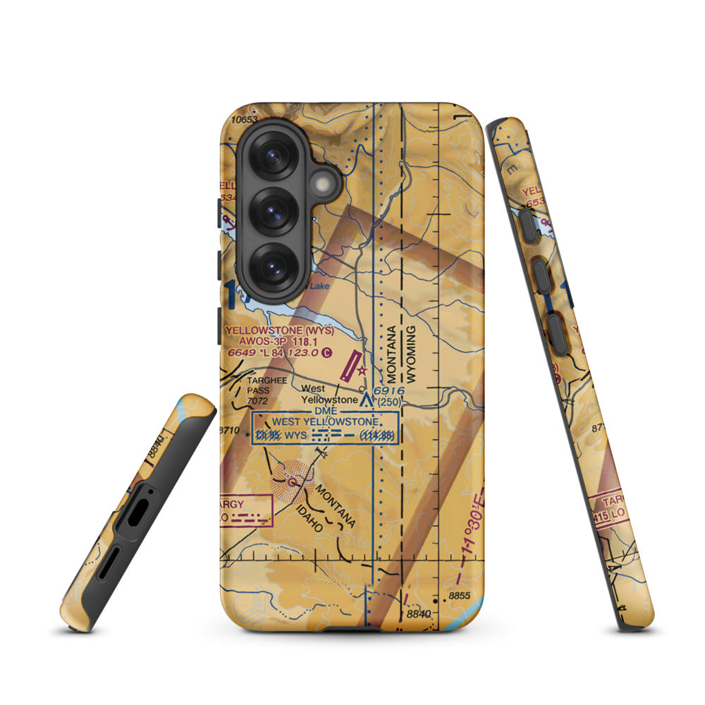 Yellowstone Airport (WYS) VFR Sectional Samsung Phone Case Samsung Galaxy S25 model shown