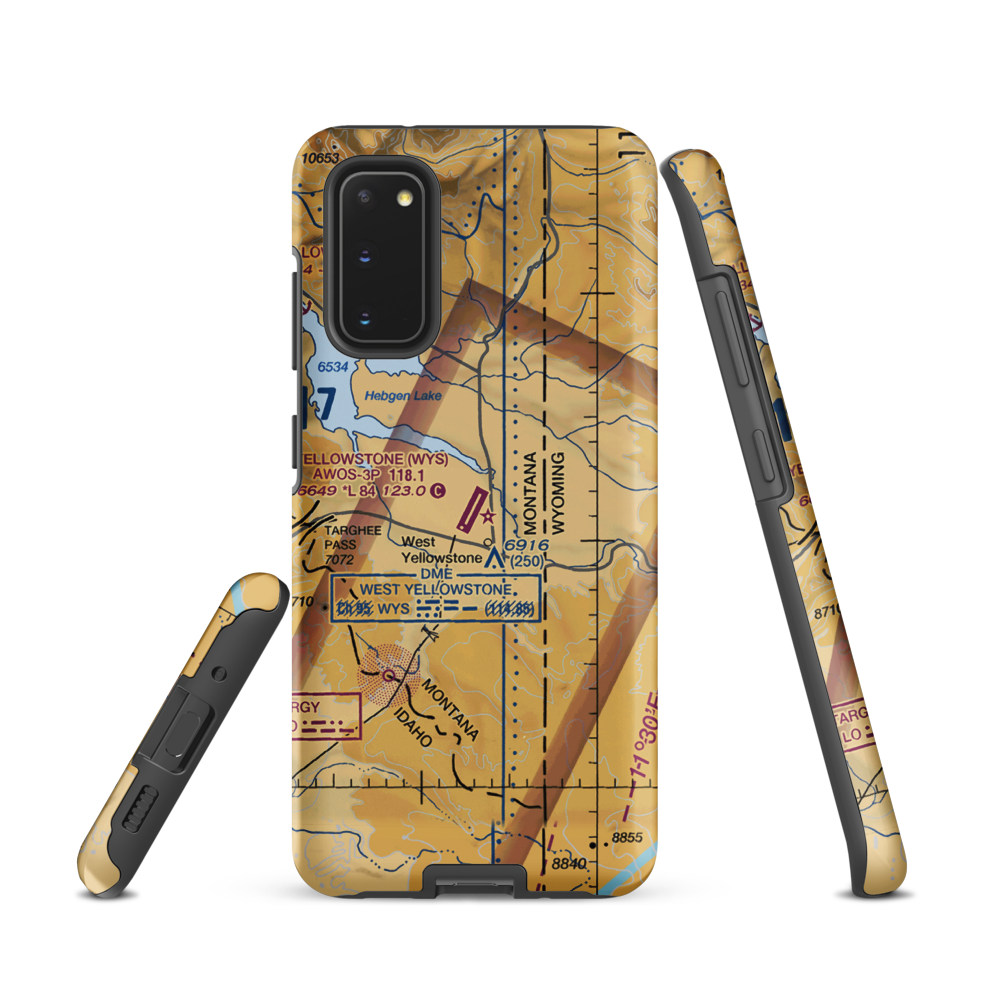 Yellowstone Airport (WYS) VFR Sectional Samsung Phone Case Samsung Galaxy S20 model shown