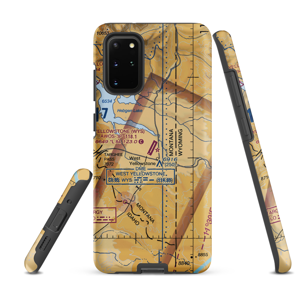 Yellowstone Airport (WYS) VFR Sectional Samsung Phone Case Samsung Galaxy S20 Plus model shown