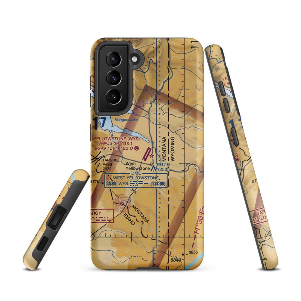 Yellowstone Airport (WYS) VFR Sectional Samsung Phone Case Samsung Galaxy S21 model shown