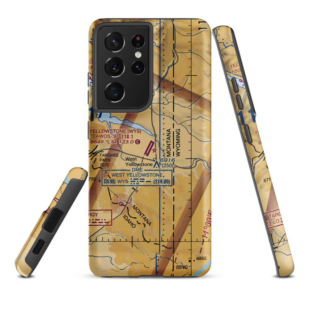 Yellowstone Airport (WYS) VFR Sectional Samsung Phone Case Samsung Galaxy S21 Ultra model shown