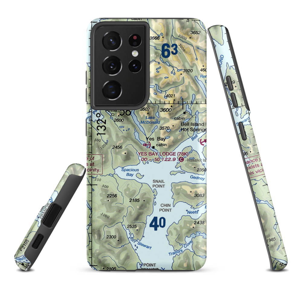 Yes Bay Lodge Seaplane Base (78K) VFR Sectional Samsung Phone Case Samsung Galaxy S21 Ultra model shown