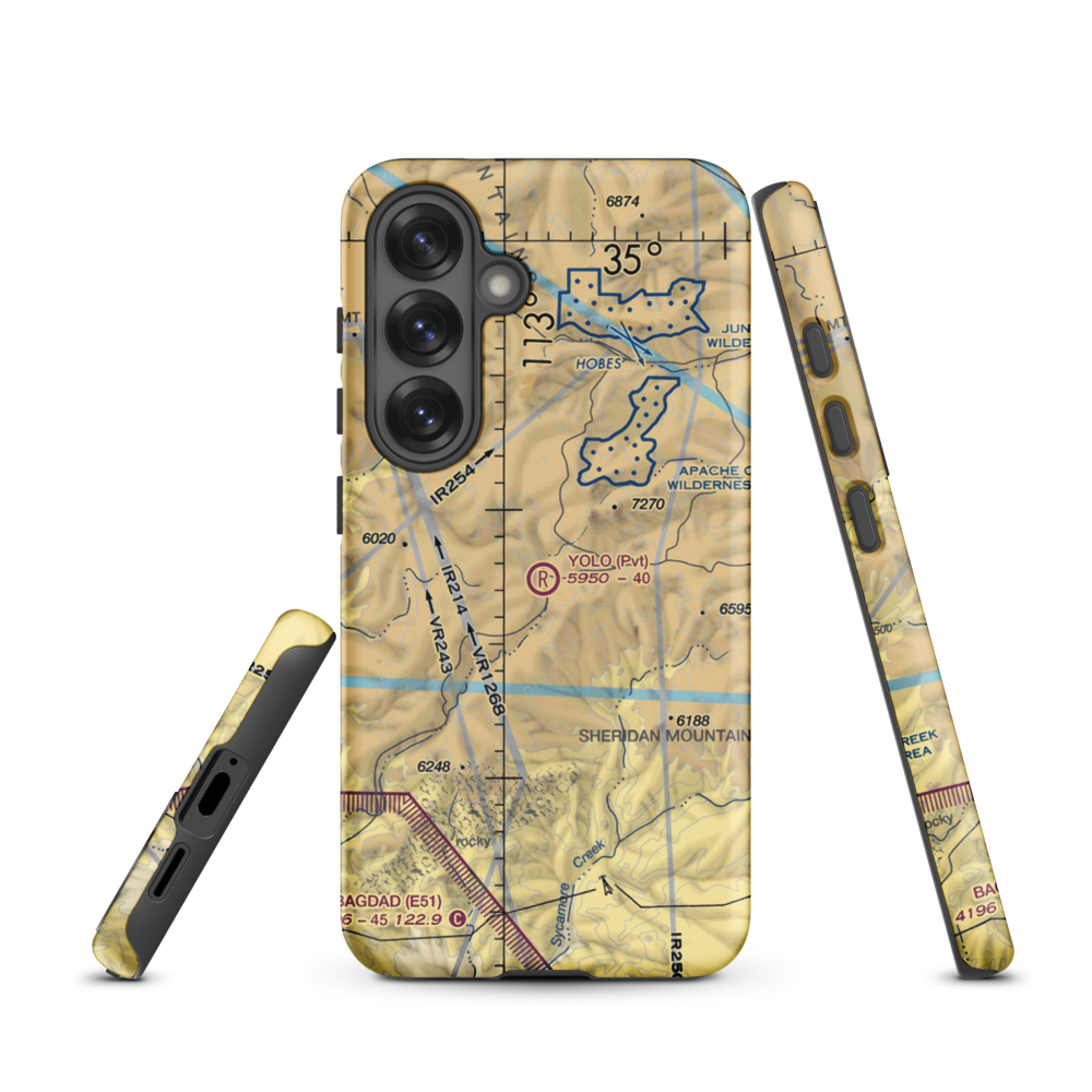 Yolo Ranch Airport (33AZ) VFR Sectional Samsung Phone Case Samsung Galaxy S25 model shown