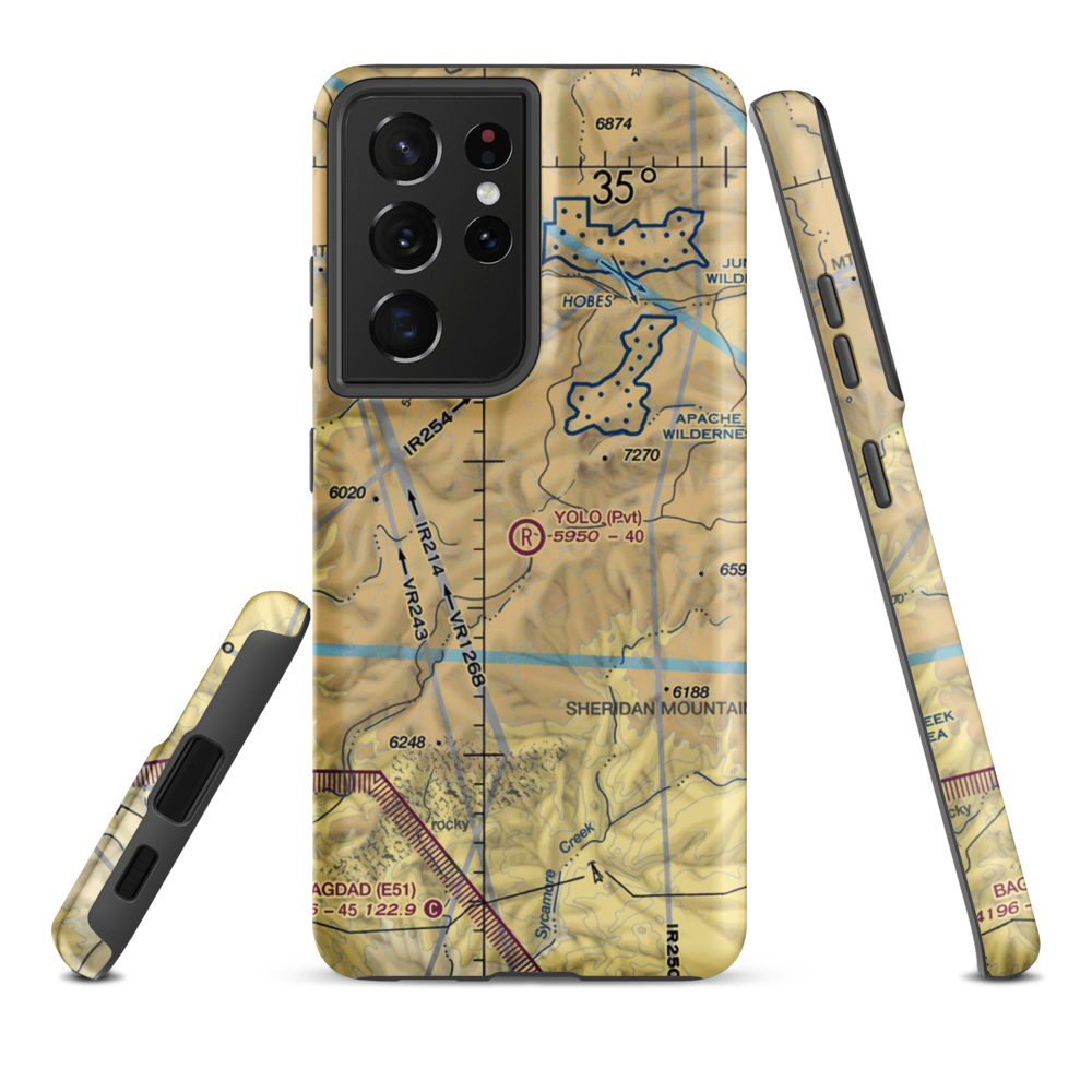 Yolo Ranch Airport (33AZ) VFR Sectional Samsung Phone Case Samsung Galaxy S21 Ultra model shown