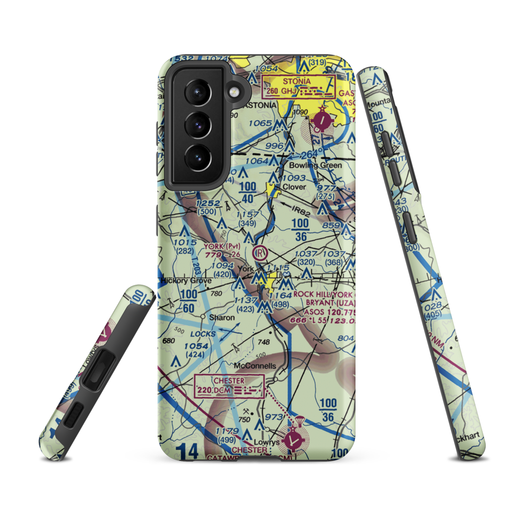 York Airport (01SC) VFR Sectional Samsung Phone Case Samsung Galaxy S21 FE model shown
