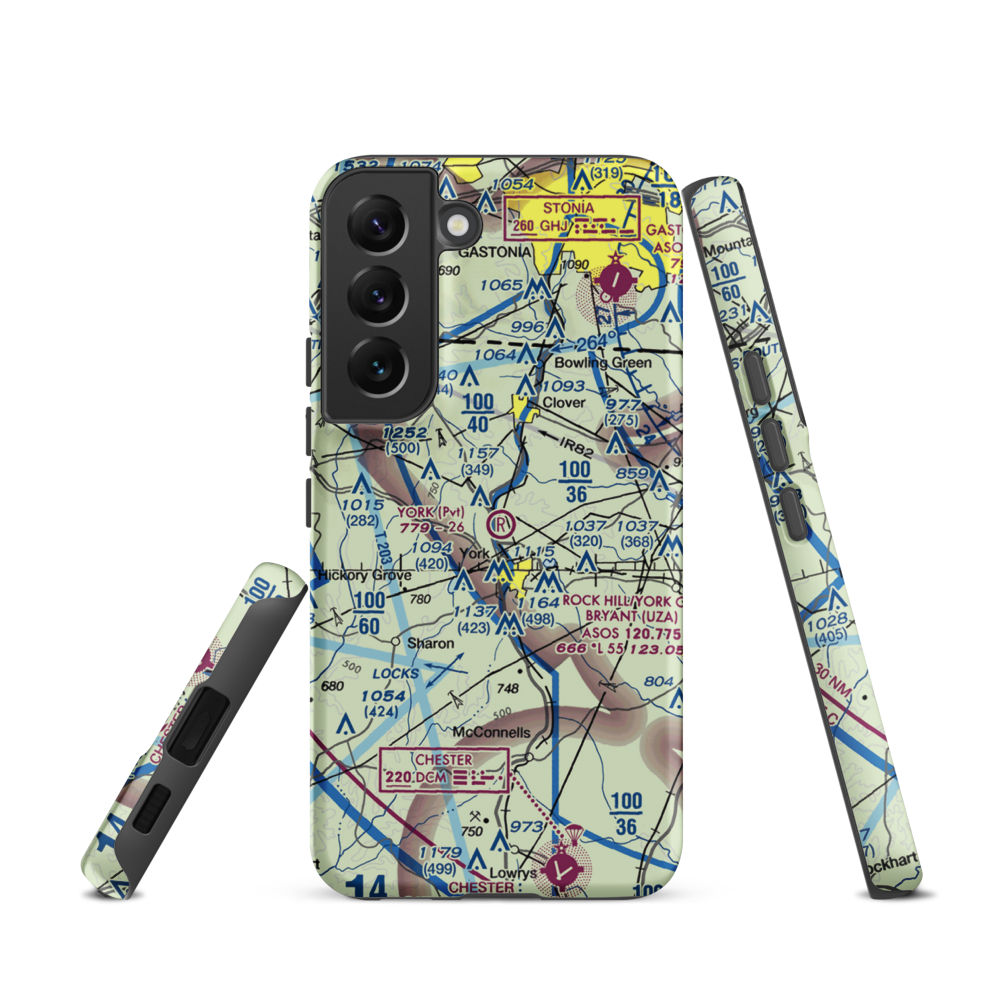 York Airport (01SC) VFR Sectional Samsung Phone Case Samsung Galaxy S22 model shown