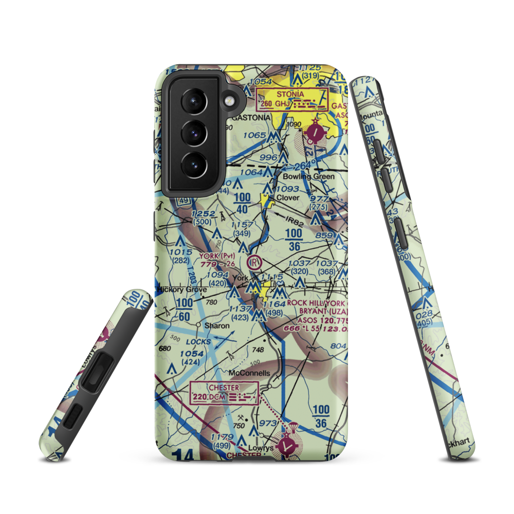 York Airport (01SC) VFR Sectional Samsung Phone Case Samsung Galaxy S21 model shown
