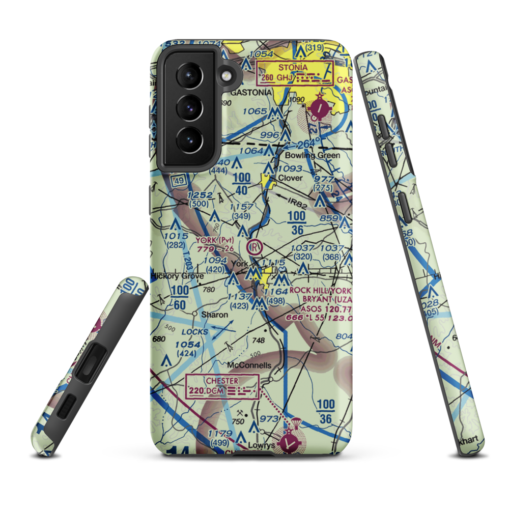 York Airport (01SC) VFR Sectional Samsung Phone Case Samsung Galaxy S21 FE model shown