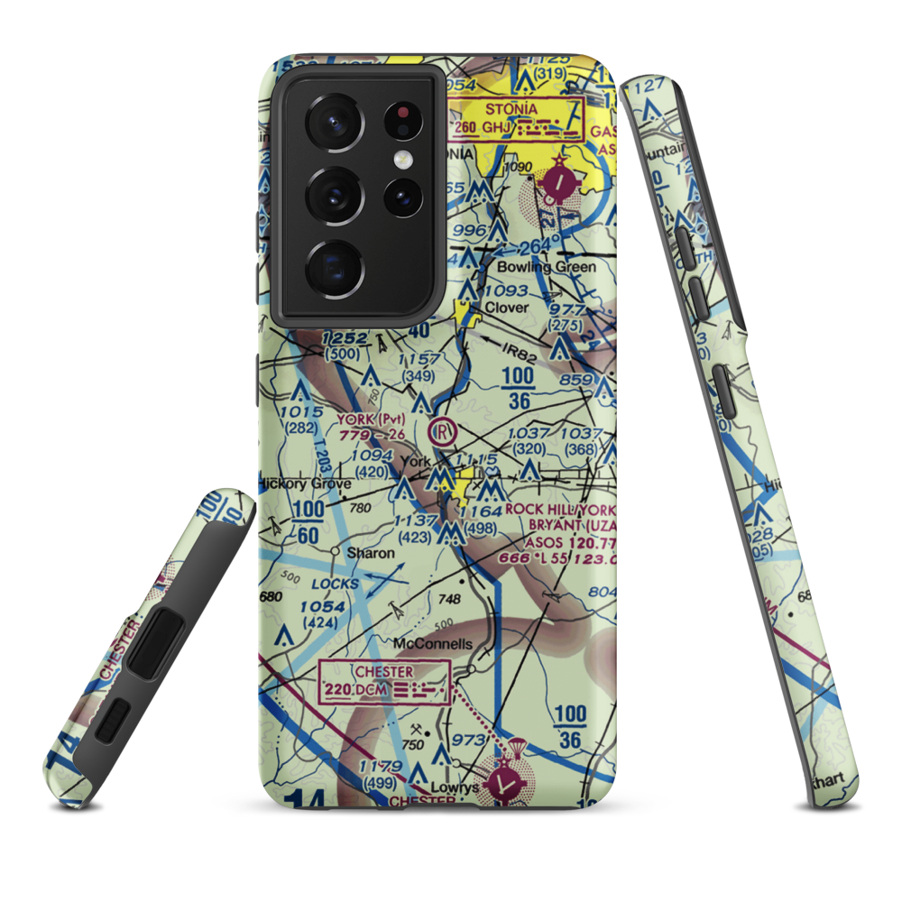 York Airport (01SC) VFR Sectional Samsung Phone Case Samsung Galaxy S21 Plus model shown