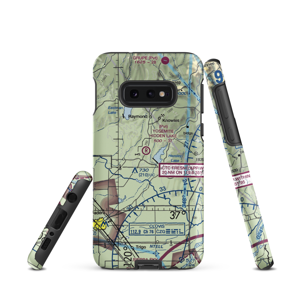Yosemite Hidden Lake Ranch Airport (0CL0) VFR Sectional Samsung Phone Case Samsung Galaxy S10e model shown