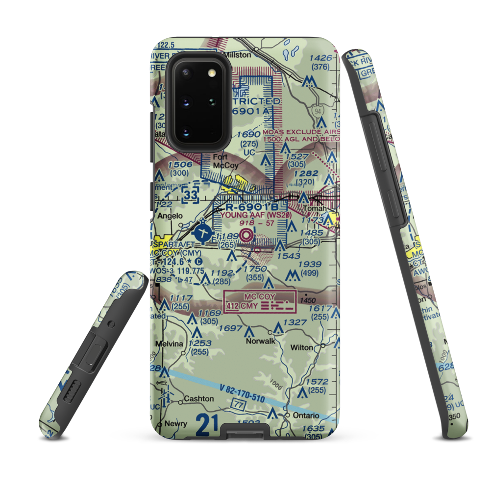 Young Tactical Landing Site Airport (WS20) VFR Sectional Samsung Phone Case Samsung Galaxy S20 Plus model shown