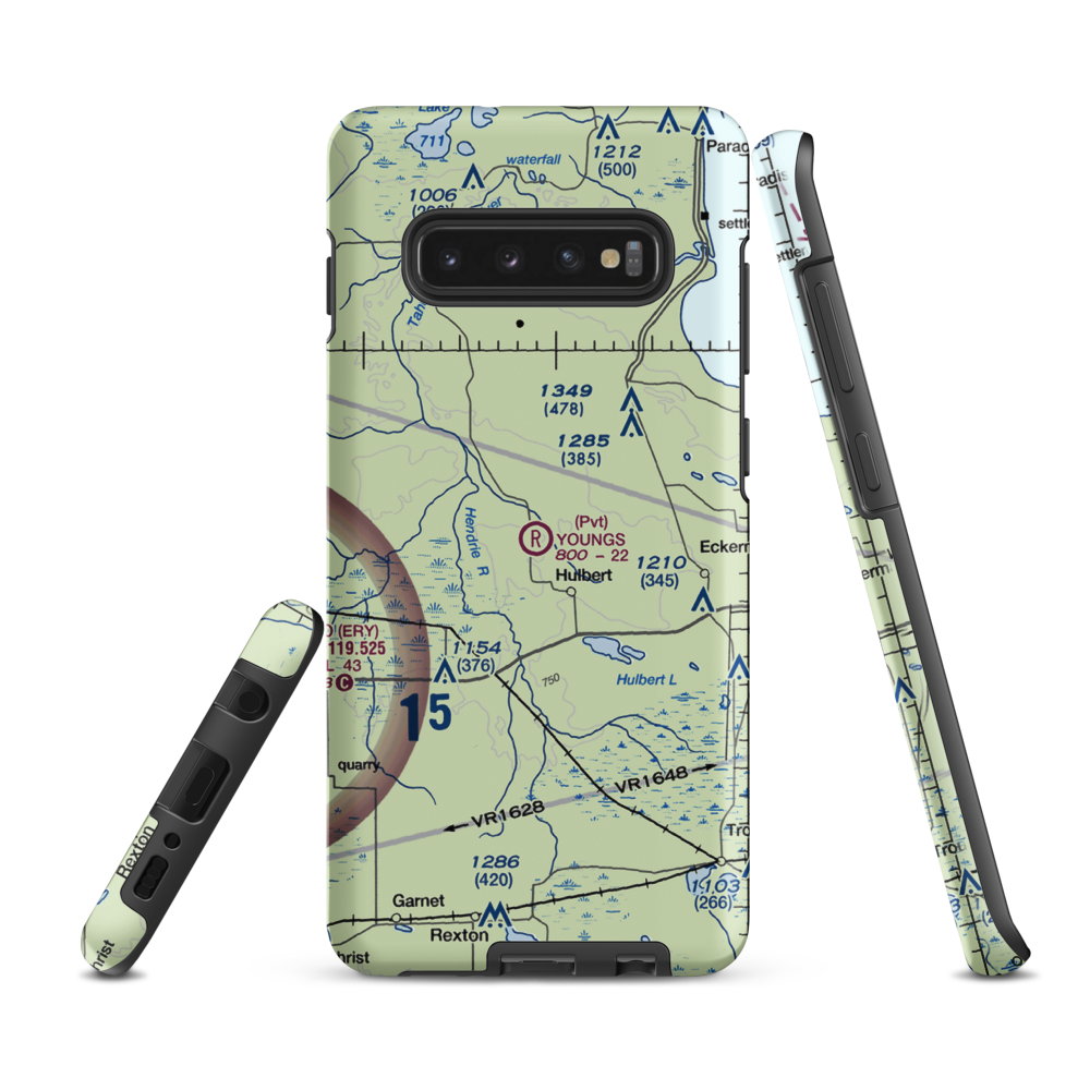 Young's Airport (0MI6) VFR Sectional Samsung Phone Case Samsung Galaxy S10 Plus model shown