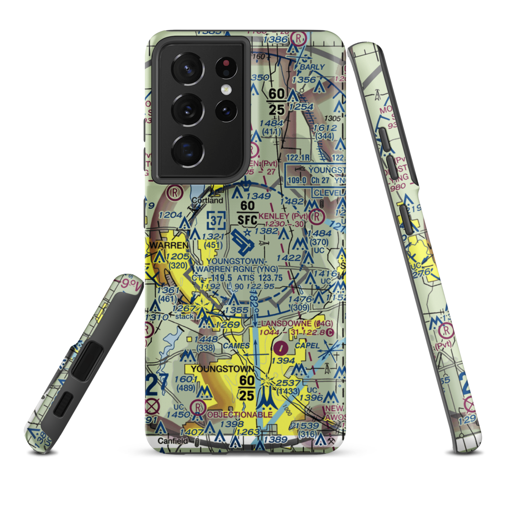 Youngstown Warren Regional Airport (YNG) VFR Sectional Samsung Phone Case Samsung Galaxy S21 Ultra model shown