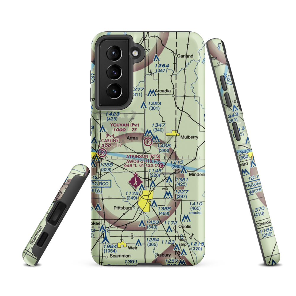 Youvan Airport (7KS3) VFR Sectional Samsung Phone Case Samsung Galaxy S21 FE model shown