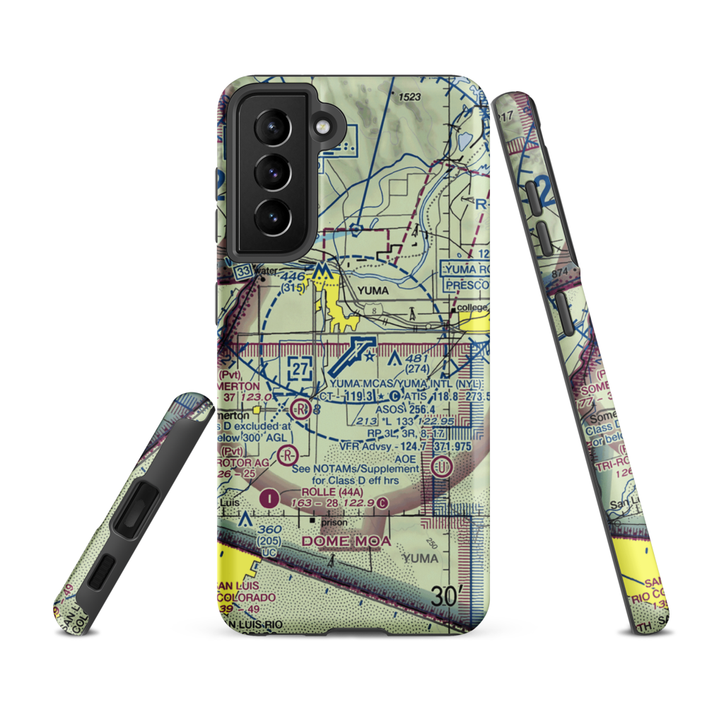 Yuma MCAS/Yuma International Airport (NYL) VFR Sectional Samsung Phone Case Samsung Galaxy S21 FE model shown
