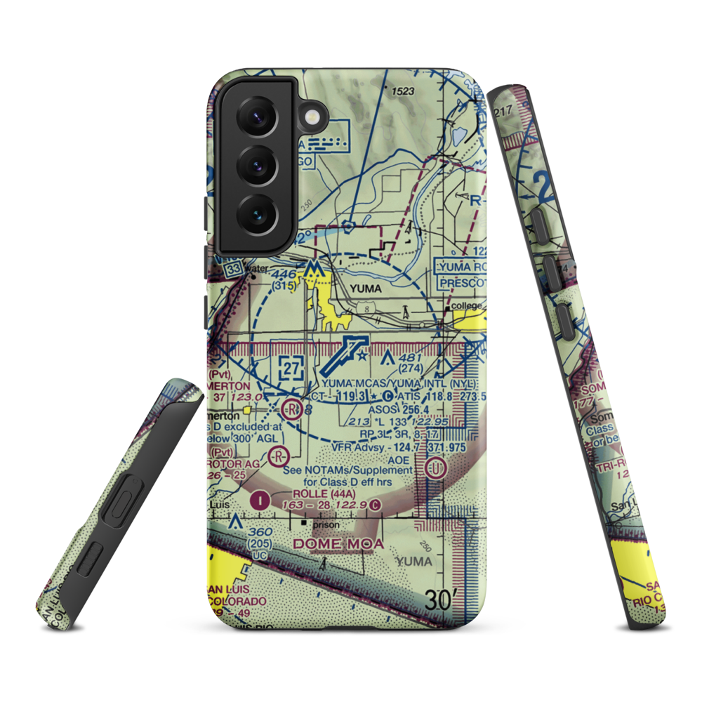 Yuma MCAS/Yuma International Airport (NYL) VFR Sectional Samsung Phone Case Samsung Galaxy S22 Plus model shown