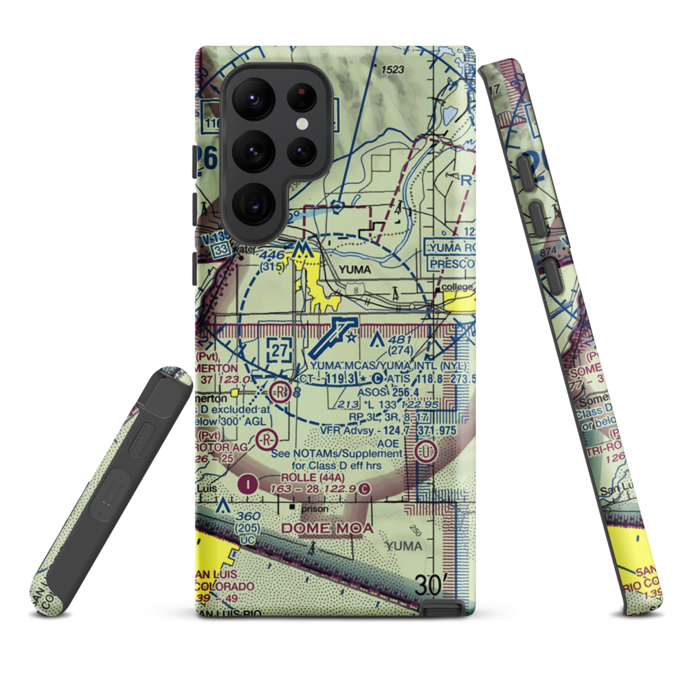 Yuma MCAS/Yuma International Airport (NYL) VFR Sectional Samsung Phone Case Samsung Galaxy S22 Ultra model shown