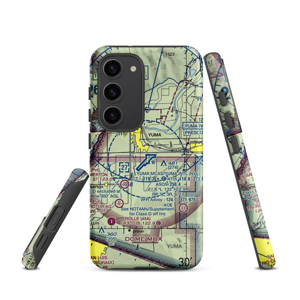 Yuma MCAS/Yuma International Airport (NYL) VFR Sectional Samsung Phone Case Samsung Galaxy S23 model shown