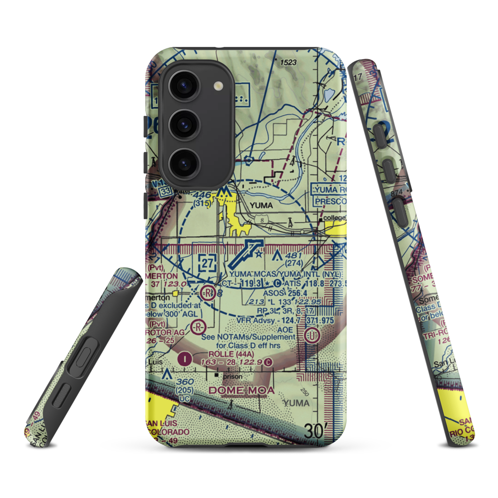 Yuma MCAS/Yuma International Airport (NYL) VFR Sectional Samsung Phone Case Samsung Galaxy S23 Plus model shown