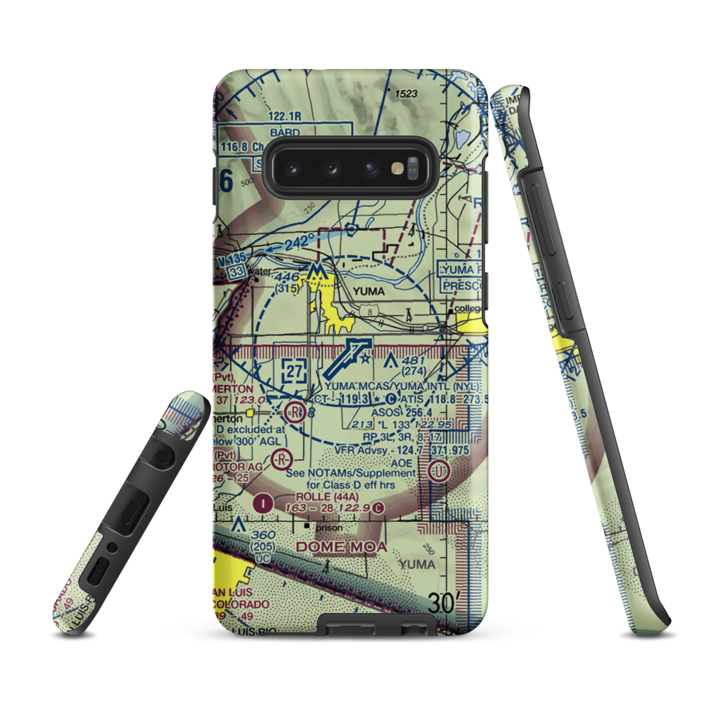 Yuma MCAS/Yuma International Airport (NYL) VFR Sectional Samsung Phone Case Samsung Galaxy S10e model shown
