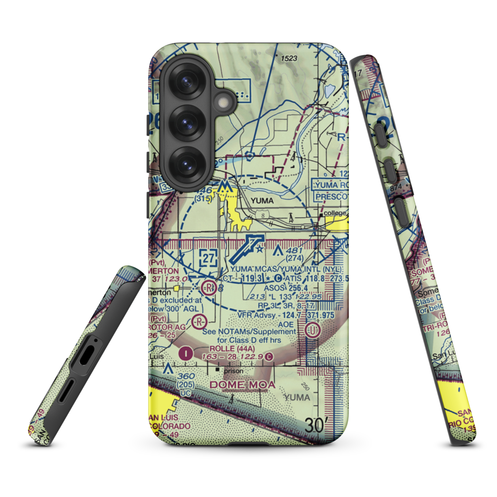 Yuma MCAS/Yuma International Airport (NYL) VFR Sectional Samsung Phone Case Samsung Galaxy S25 Plus model shown