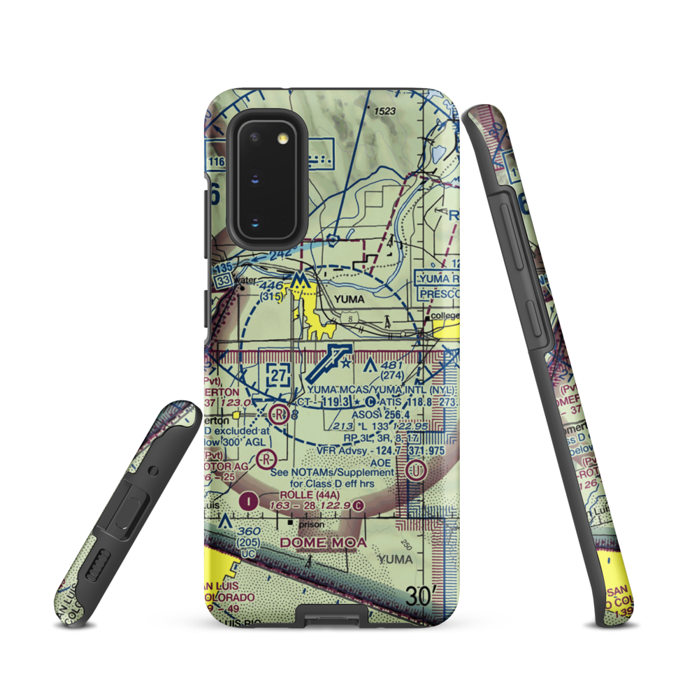 Yuma MCAS/Yuma International Airport (NYL) VFR Sectional Samsung Phone Case Samsung Galaxy S20 model shown