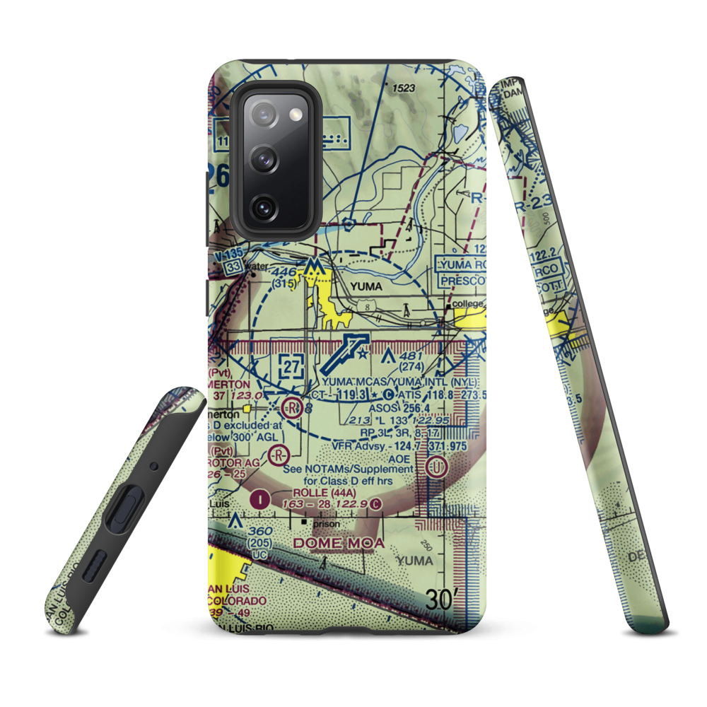 Yuma MCAS/Yuma International Airport (NYL) VFR Sectional Samsung Phone Case Samsung Galaxy S20 FE model shown