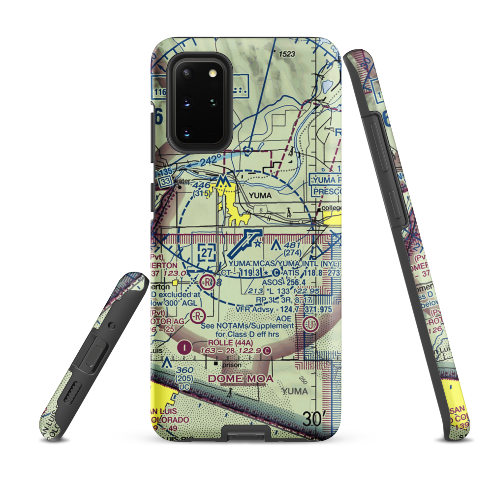 Yuma MCAS/Yuma International Airport (NYL) VFR Sectional Samsung Phone Case Samsung Galaxy S20 Plus model shown