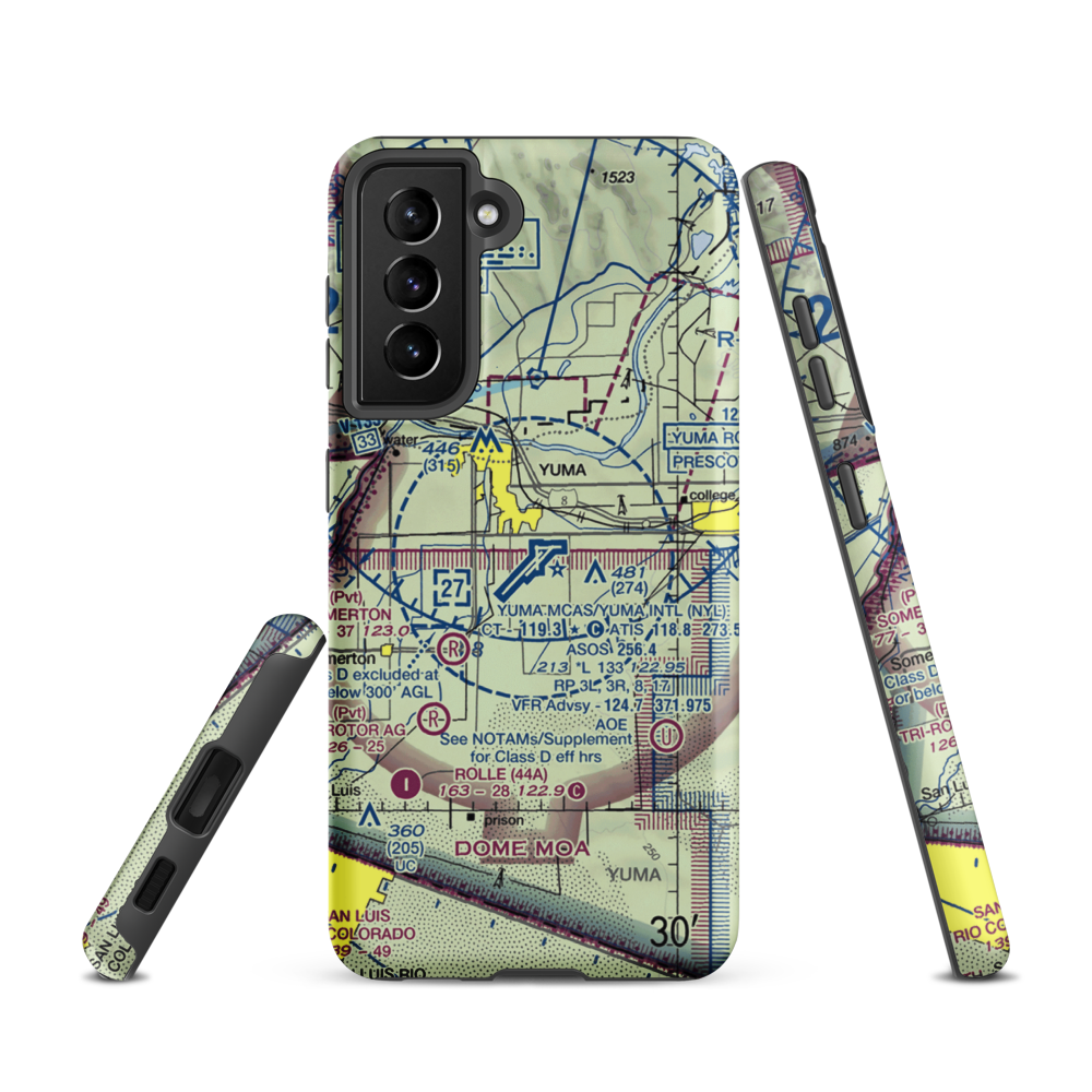 Yuma MCAS/Yuma International Airport (NYL) VFR Sectional Samsung Phone Case Samsung Galaxy S21 model shown