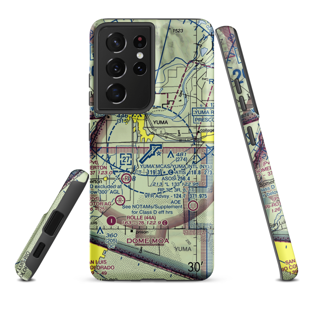 Yuma MCAS/Yuma International Airport (NYL) VFR Sectional Samsung Phone Case Samsung Galaxy S21 Ultra model shown