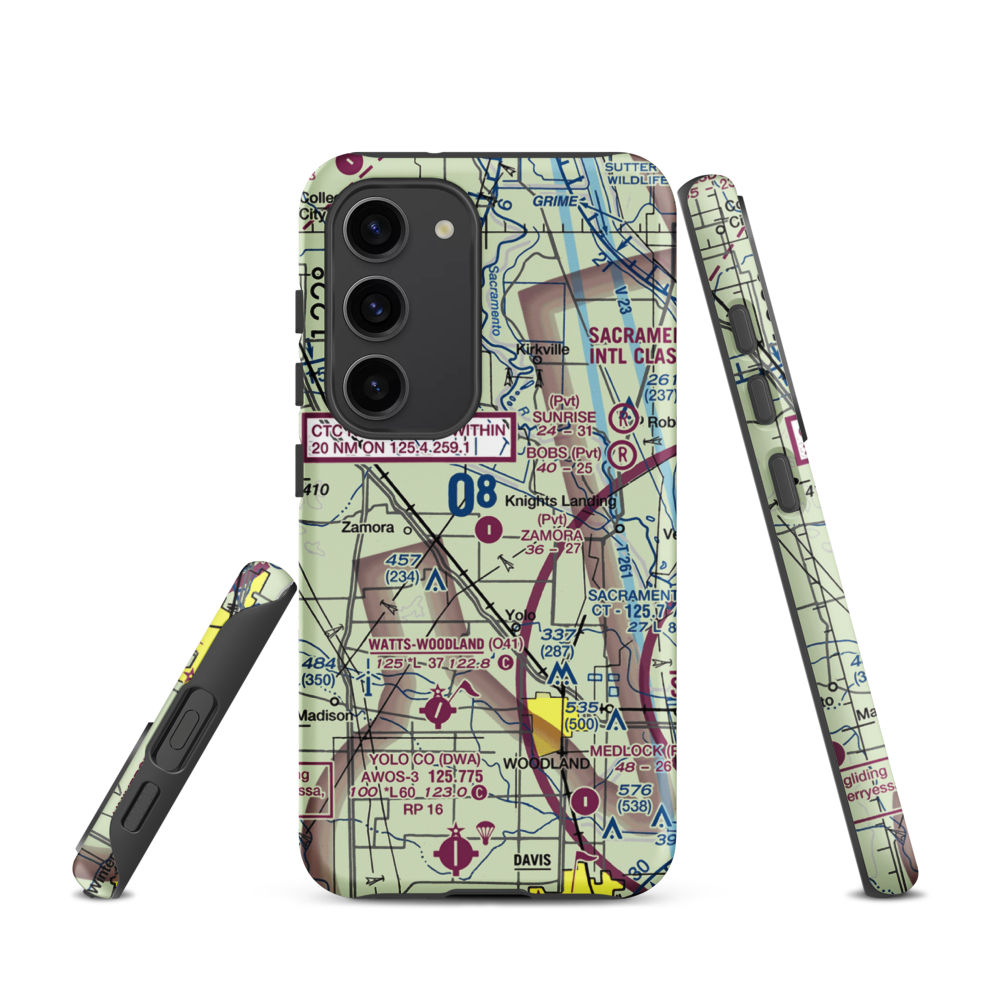 Zamora Airport (97CA) VFR Sectional Samsung Phone Case Samsung Galaxy S23 model shown