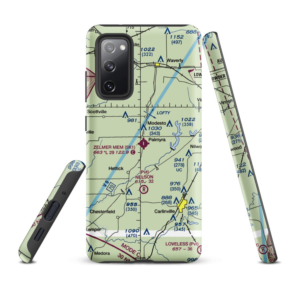 Zelmer Memorial Airpark Inc Airport (5K1) VFR Sectional Samsung Phone Case Samsung Galaxy S20 FE model shown