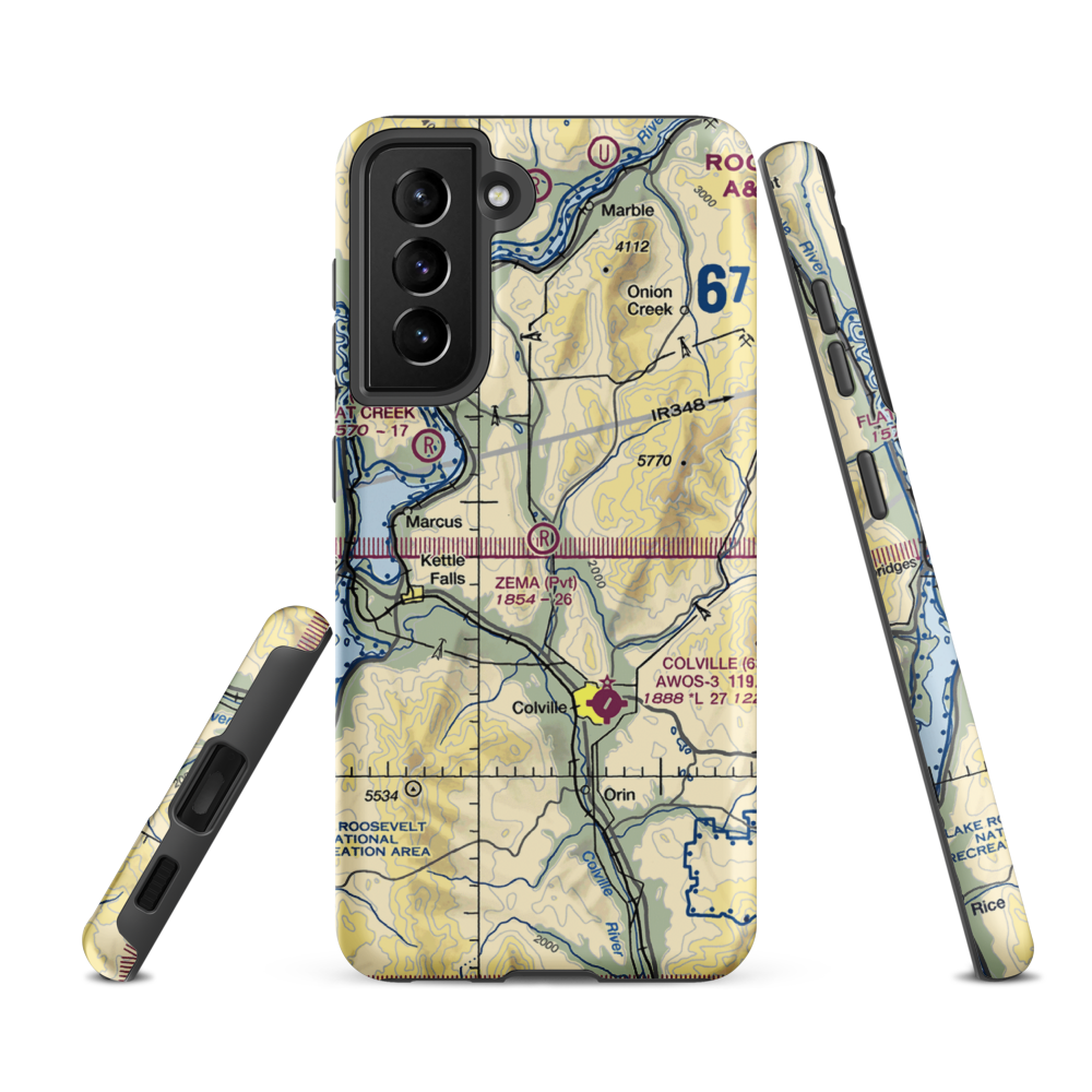 Zema Private Airport (WA72) VFR Sectional Samsung Phone Case Samsung Galaxy S21 Ultra model shown