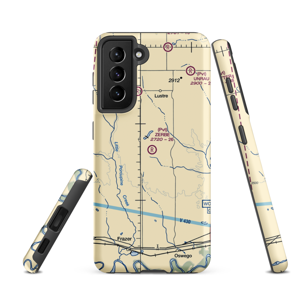 Zerbe Airport (MT51) VFR Sectional Samsung Phone Case Samsung Galaxy S21 FE model shown