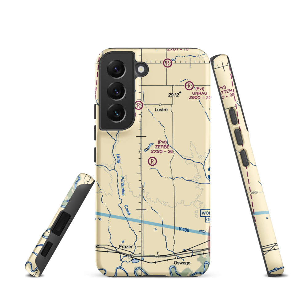 Zerbe Airport (MT51) VFR Sectional Samsung Phone Case Samsung Galaxy S22 model shown
