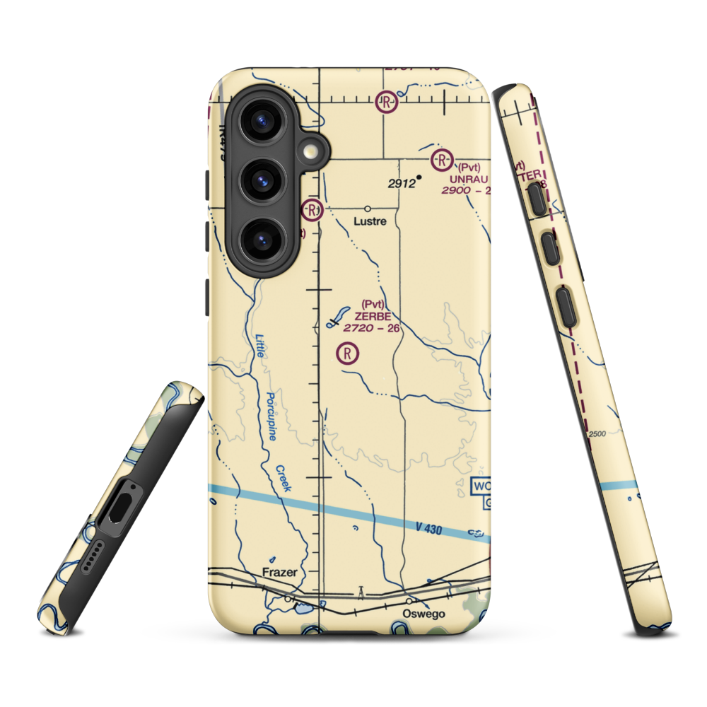 Zerbe Airport (MT51) VFR Sectional Samsung Phone Case Samsung Galaxy S24 Plus model shown