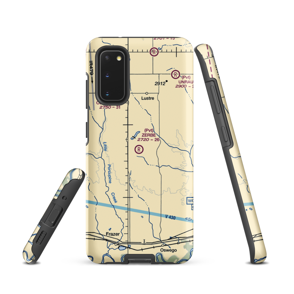 Zerbe Airport (MT51) VFR Sectional Samsung Phone Case Samsung Galaxy S20 model shown