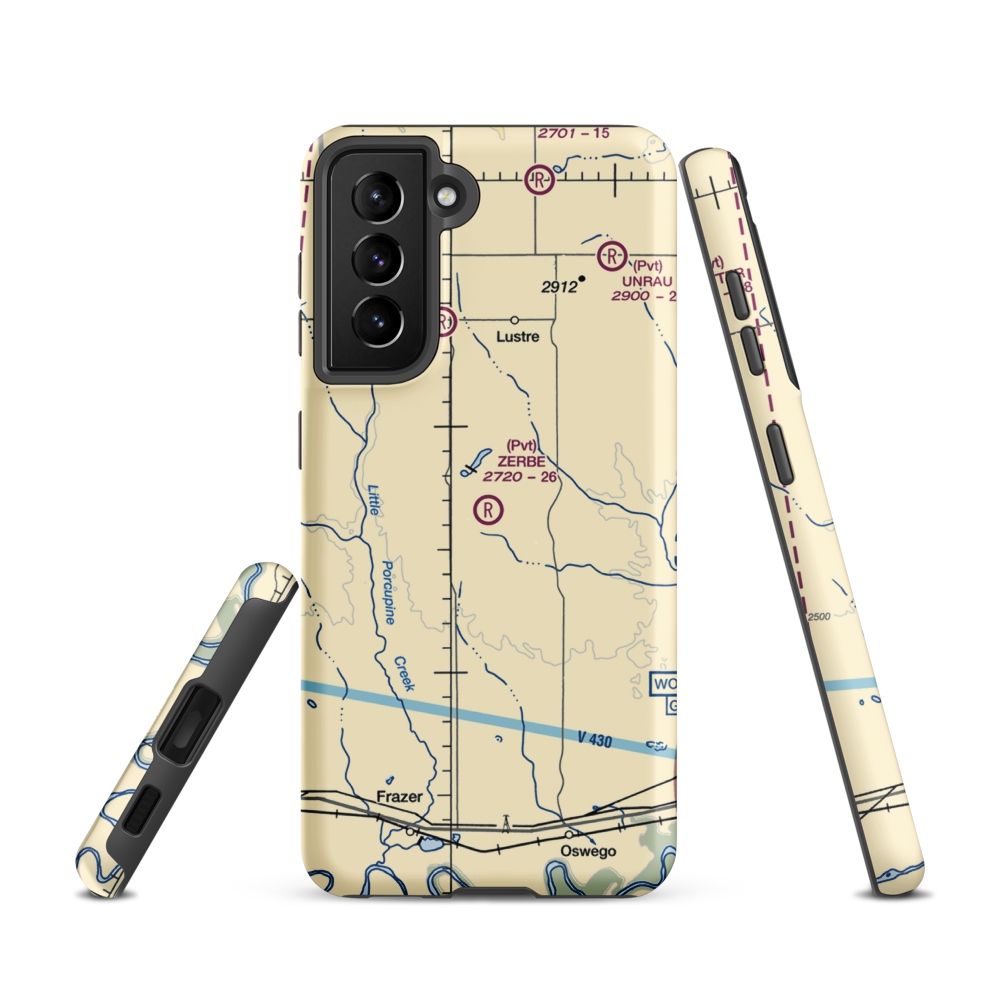 Zerbe Airport (MT51) VFR Sectional Samsung Phone Case Samsung Galaxy S21 model shown