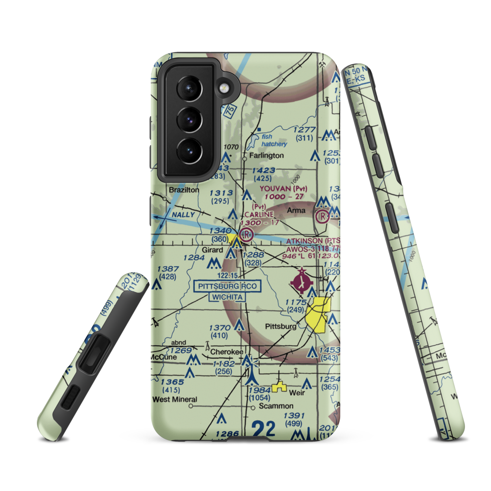 Ziggy Carline Airport (SN41) VFR Sectional Samsung Phone Case Samsung Galaxy S21 FE model shown