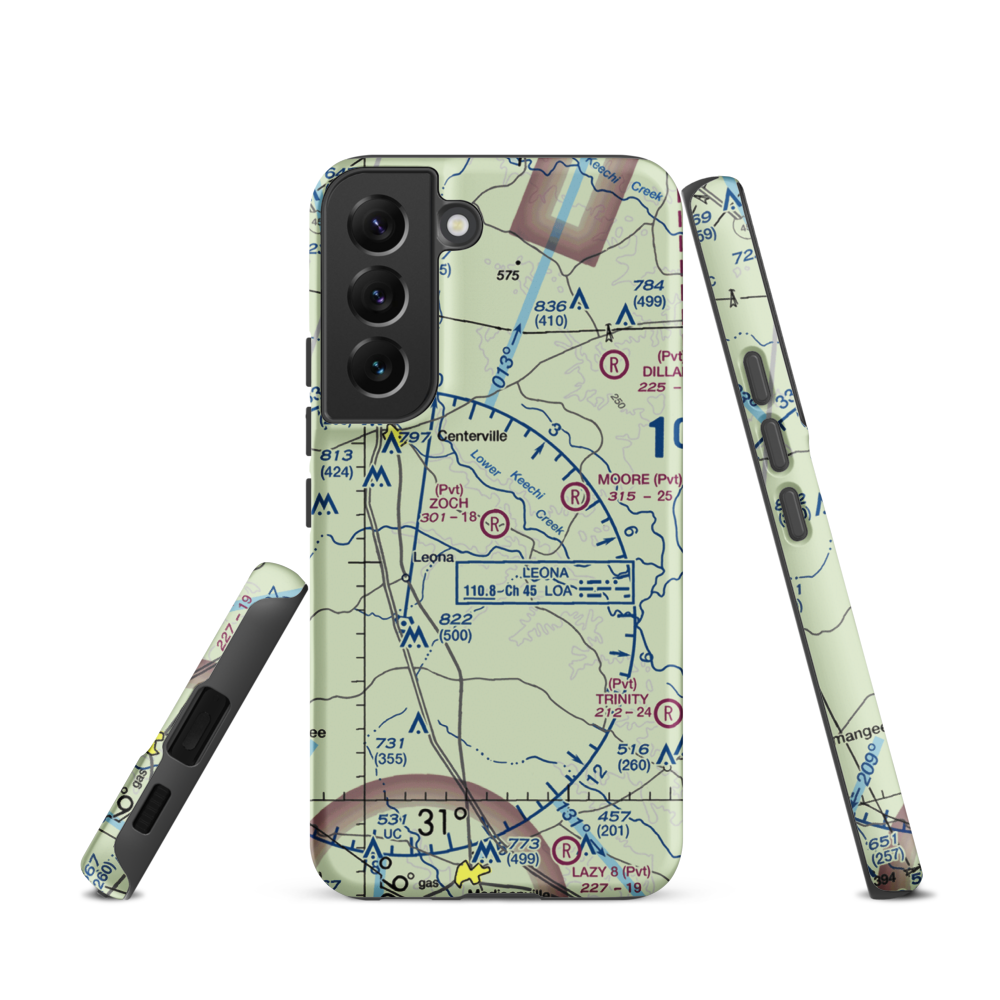 Zoch Airport (70TA) VFR Sectional Samsung Phone Case Samsung Galaxy S22 model shown