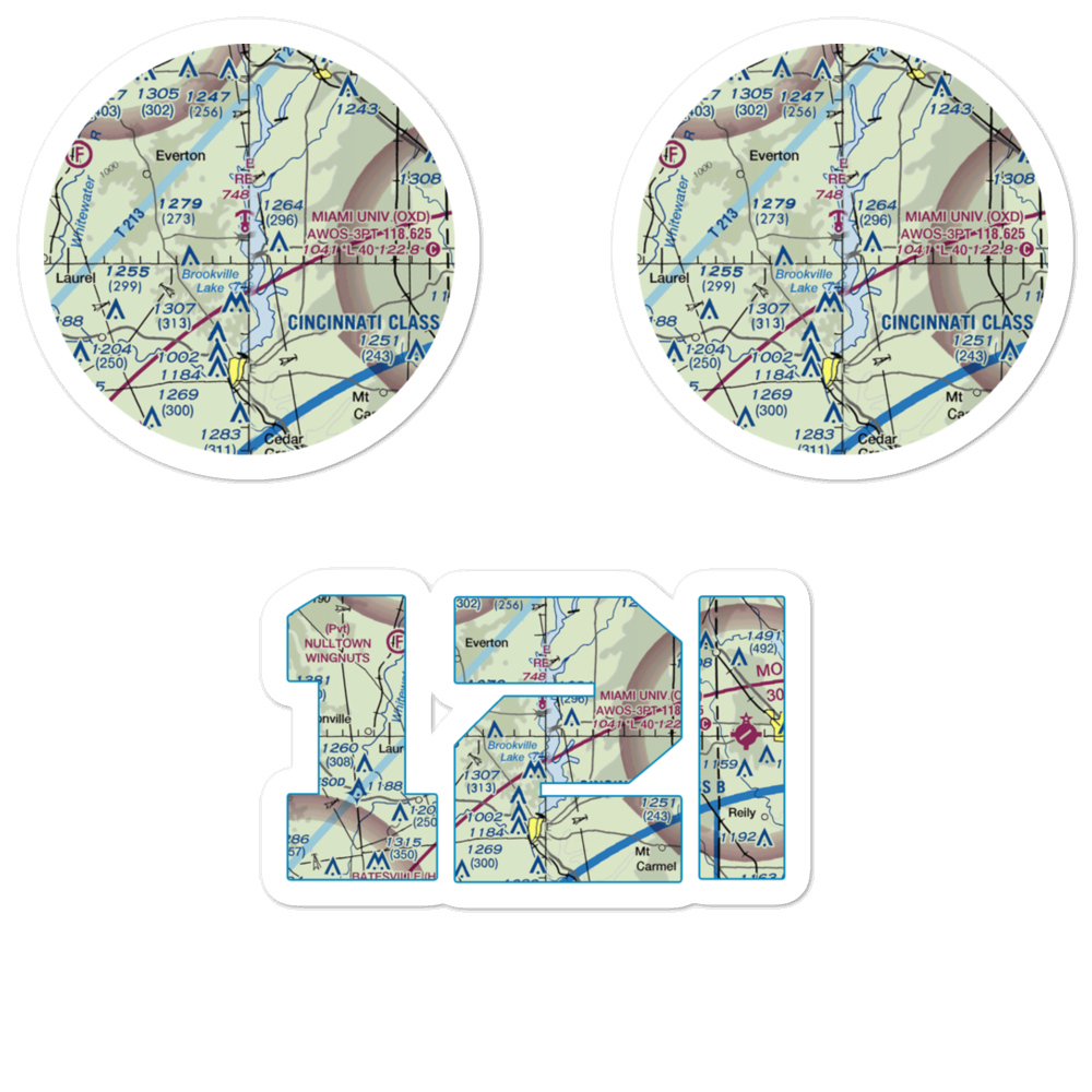 Brookville Reservoir Seaplane Base (12I) VFR Sectional Sticker Pack 