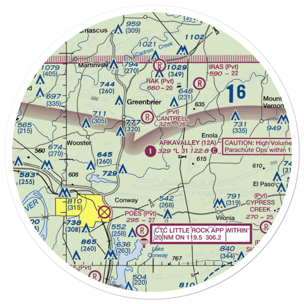 Arkavalley Airport (12A) VFR Sectional Sticker (30 mile) 