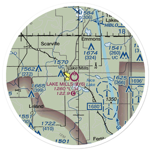 Lake Mills Municipal Airport (0Y6) VFR Sectional Sticker (20 mile)