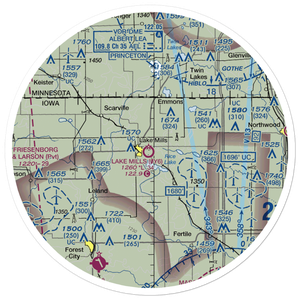 Lake Mills Municipal Airport (0Y6) VFR Sectional Sticker (30 mile)