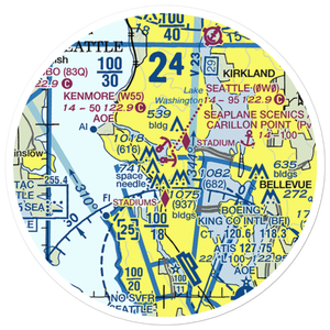 Seattle Seaplanes Seaplane Base (0W0) VFR Sectional Sticker (20 mile)